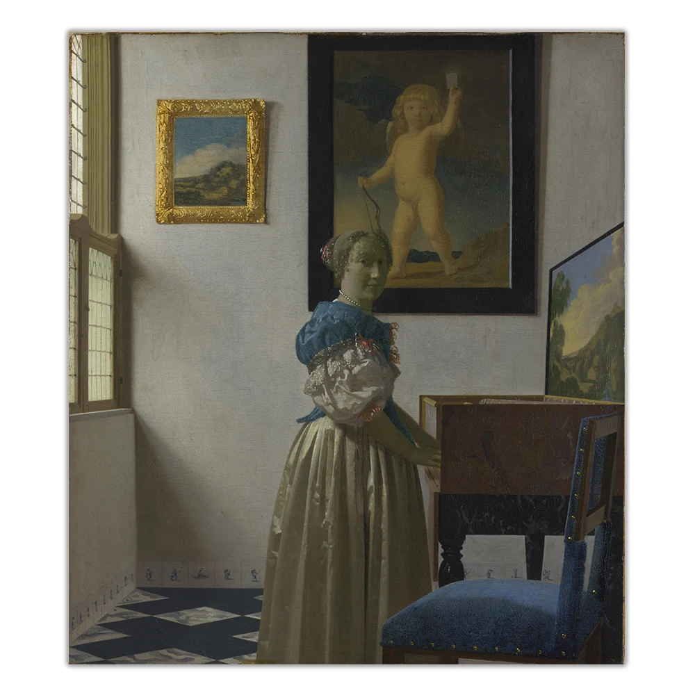 Картина маслом на холсте Леди стоя виргинале Йоханнеса Вермеера | Дом и сад