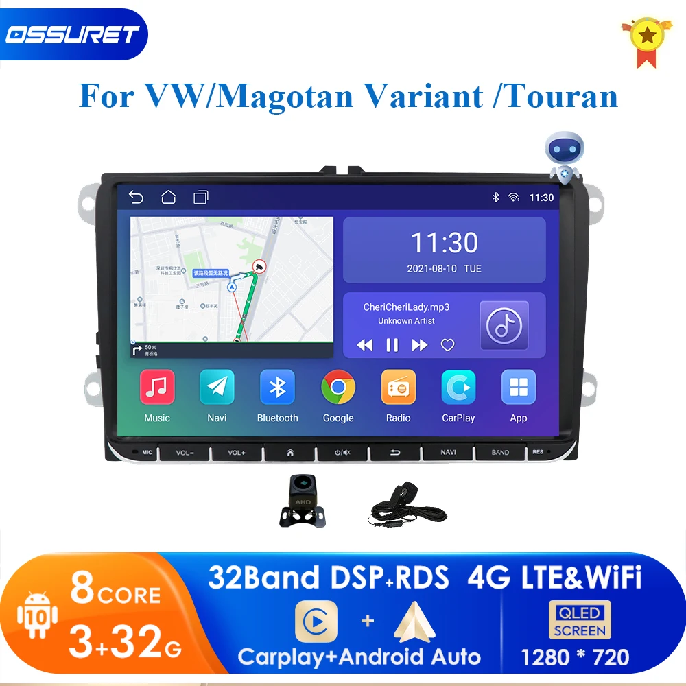 Автомобильный DVD-плеер 2DIN Android 10 9 дюймов для POLO GOLF 5 6 PASSAT B6 CC TIGUAN TOURAN EOS SHARAN SCIROCCO с GPS