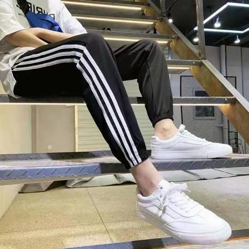 

Sweatpants 2021 men's black grey cotton sweatpants large men's pants with l-stripe jogging pants men's pants