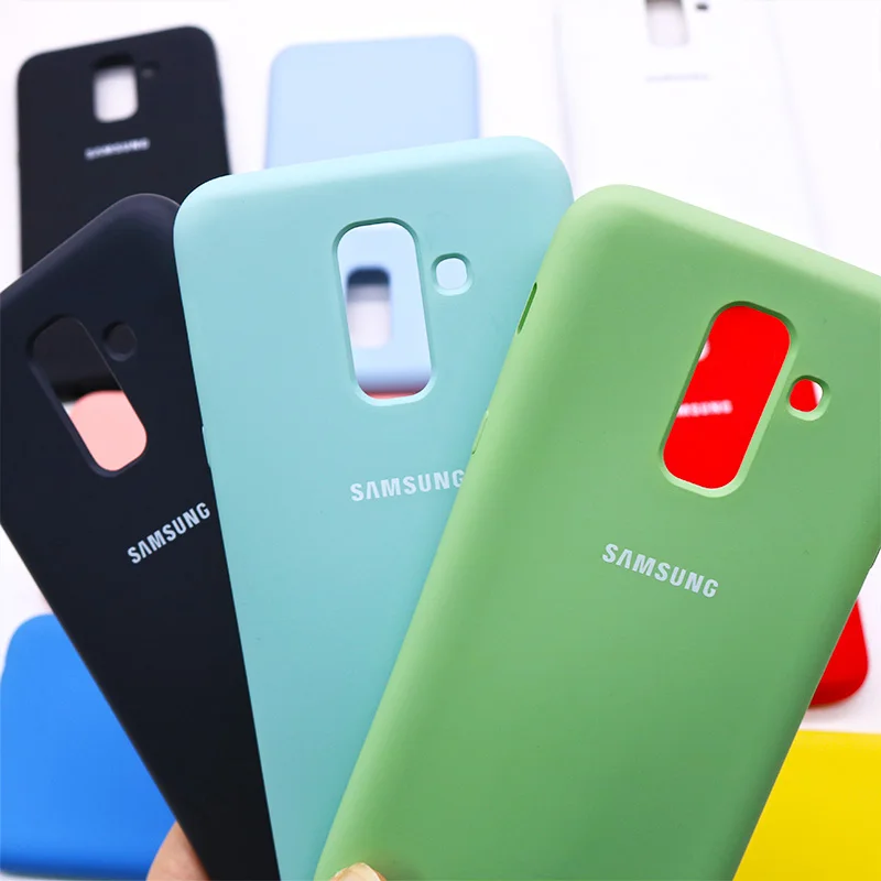 Жидкий силиконовый чехол для телефона Samsung a8plus a6 + 2018 защитный шелковистый мягкий