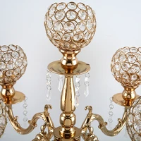 75 cm Tall 5-arms Metal Gold Candelabras With Pendants Romantic Wedding Table Candle Holder Home Decoration 10 pcslot