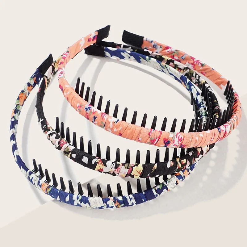 

Teeth Comb Hair Hoop Cloth Wrap Headband Fashion Hairbands Hair Accessories Non-slip Hairband Teeth Comb Headband