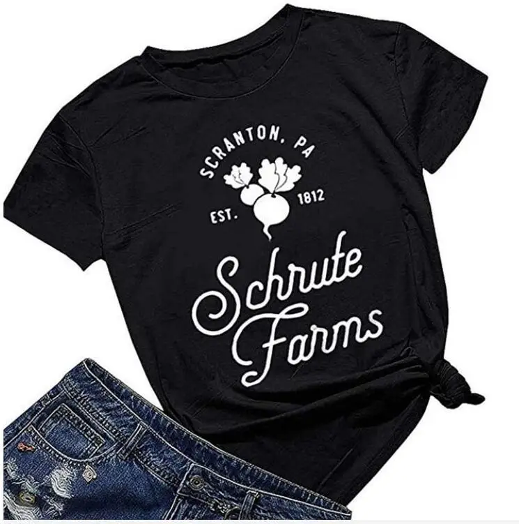 

100% Pure Cotton Women T Shirt Schrute Farms Printed Tshirt Ladies Short Sleeve Tee Shirt Women Female Tops Clothes