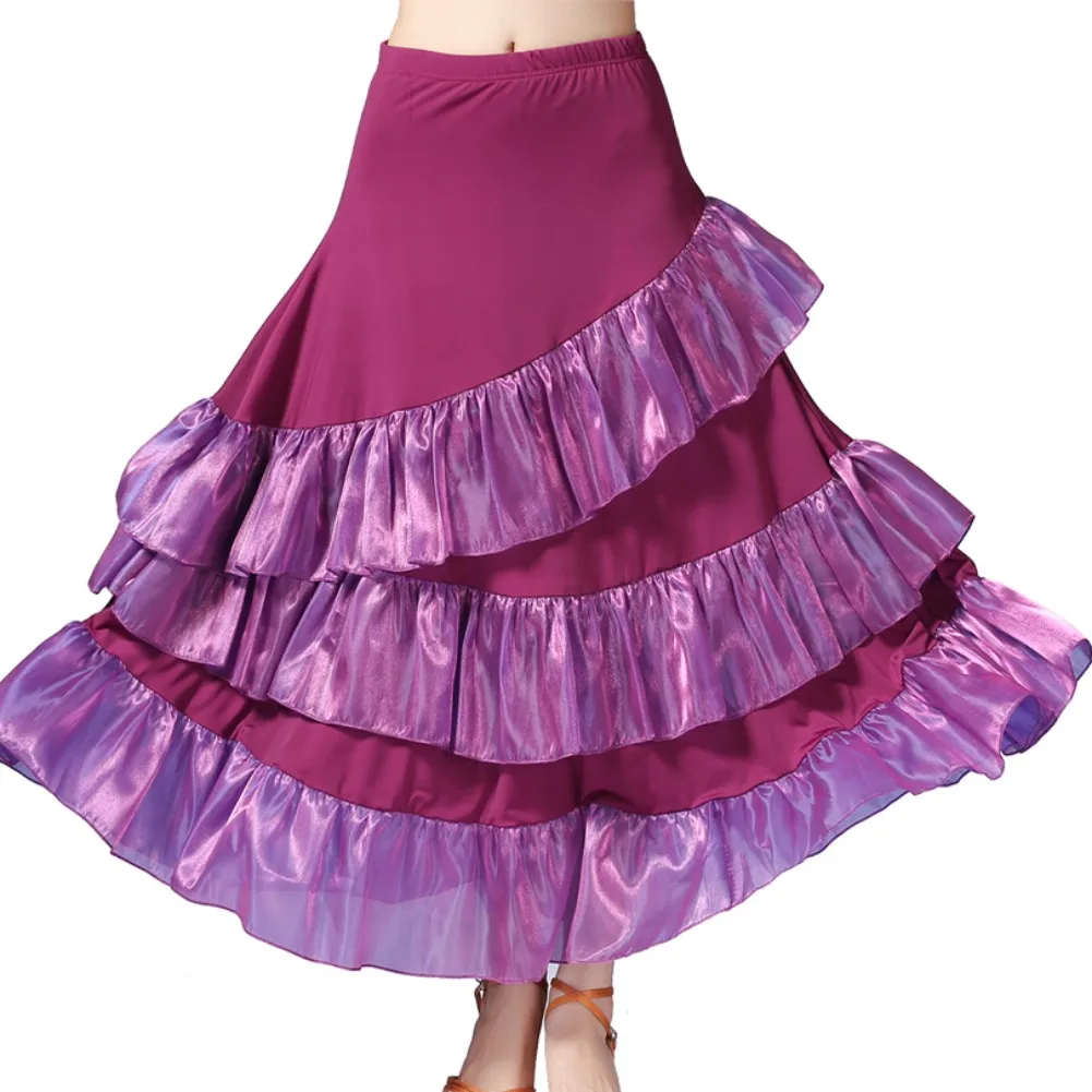 

Women Skirts Solid Color Irregular Empire Ankle-Length Performance Dance Skirt Fashion Modern Dance Ballroom Big Swing Skirt
