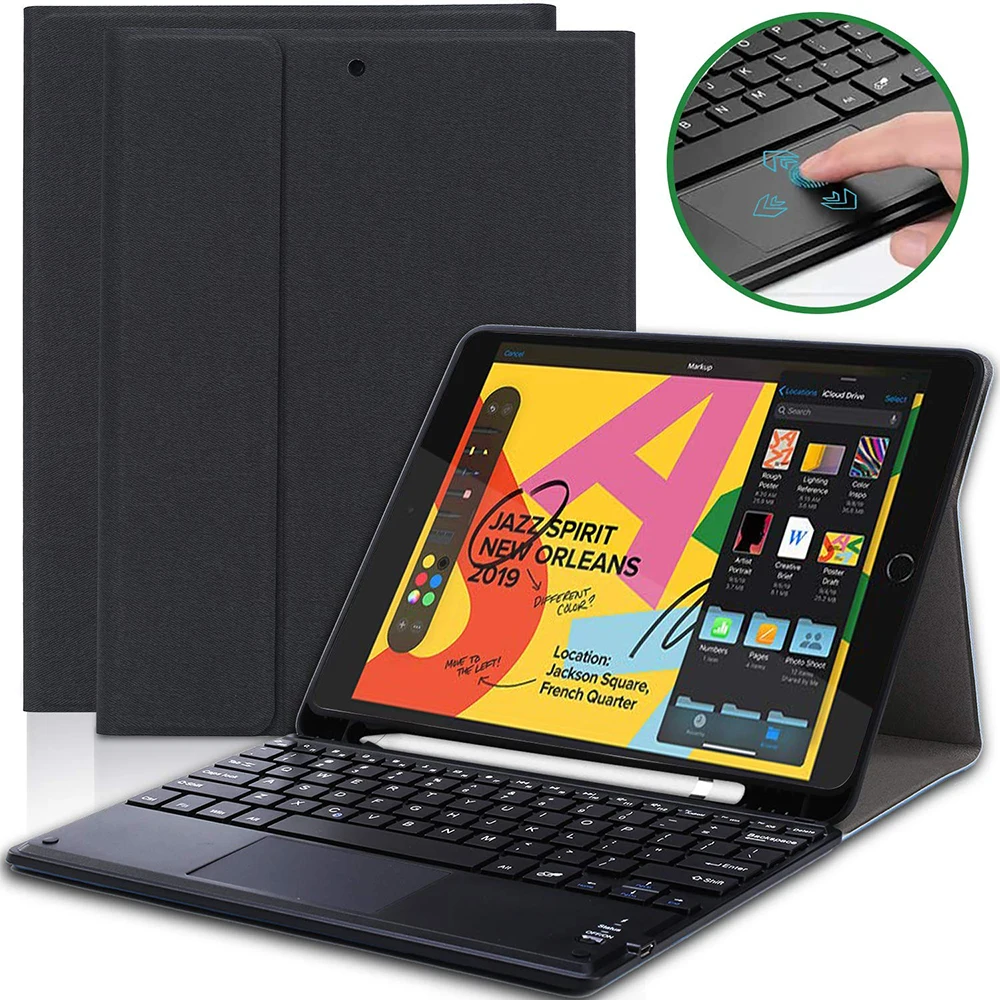 Bluetooth клавиатура для iPad 2019 10 2 дюйма чехол со съемной сенсорной клавиатурой 7 го