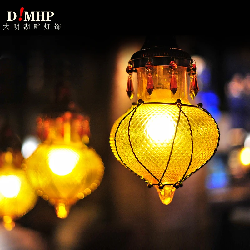 

Mediterranean Style Decoration Handmade Turkish Pendant Light Glass Shades Mosaic Pendant Lamp For Bar Coffee Shop E14