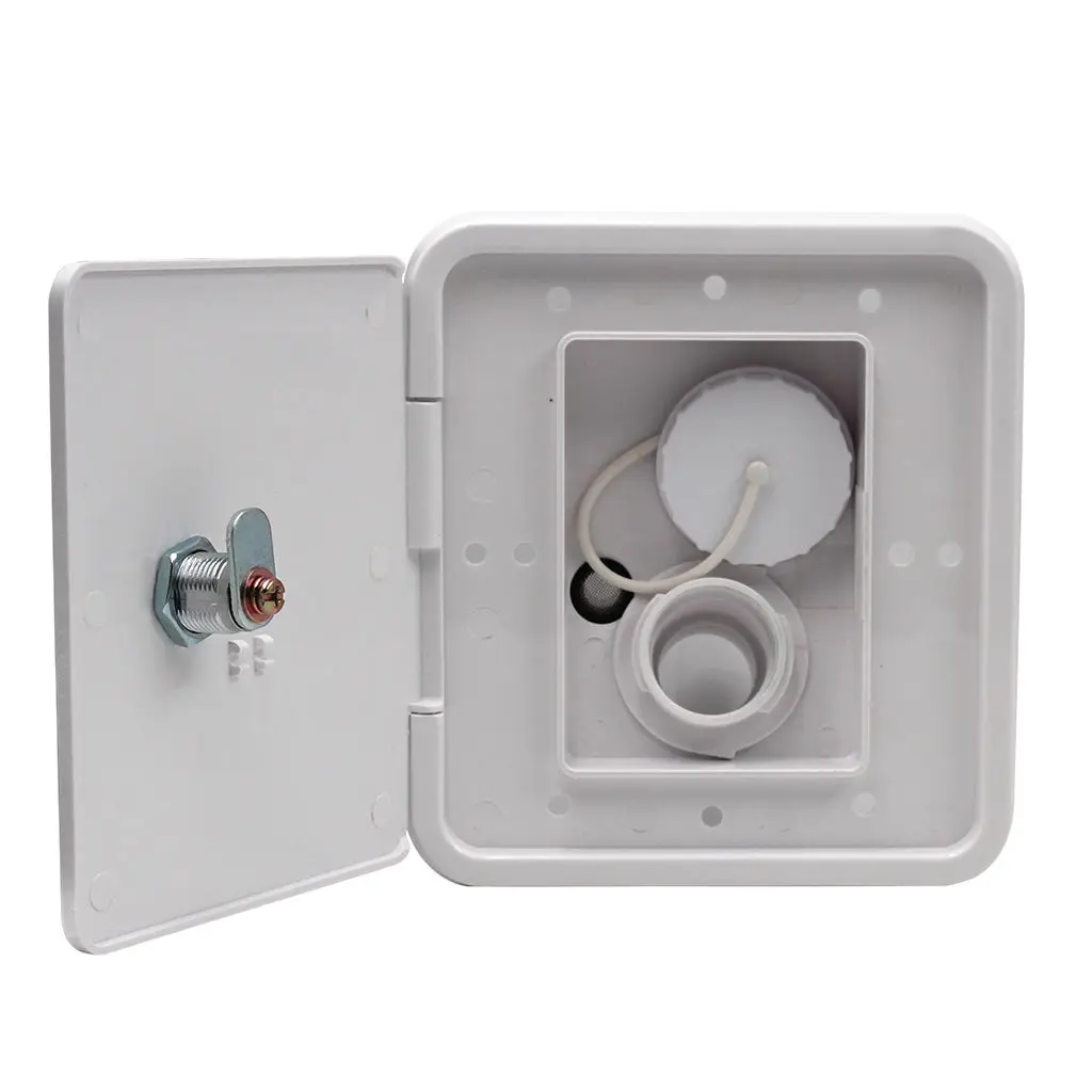 

Белая гравитационная городская водозаборная тарелка с крышкой, замок для трейлера RV #1