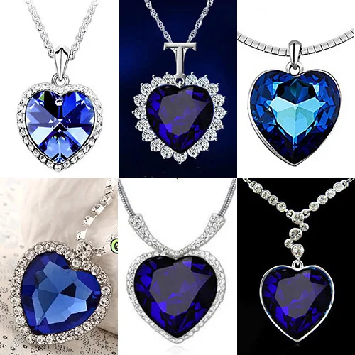 Сердце океана любовь кулон Титаник Ожерелье Мода Сапфир инкрустированные