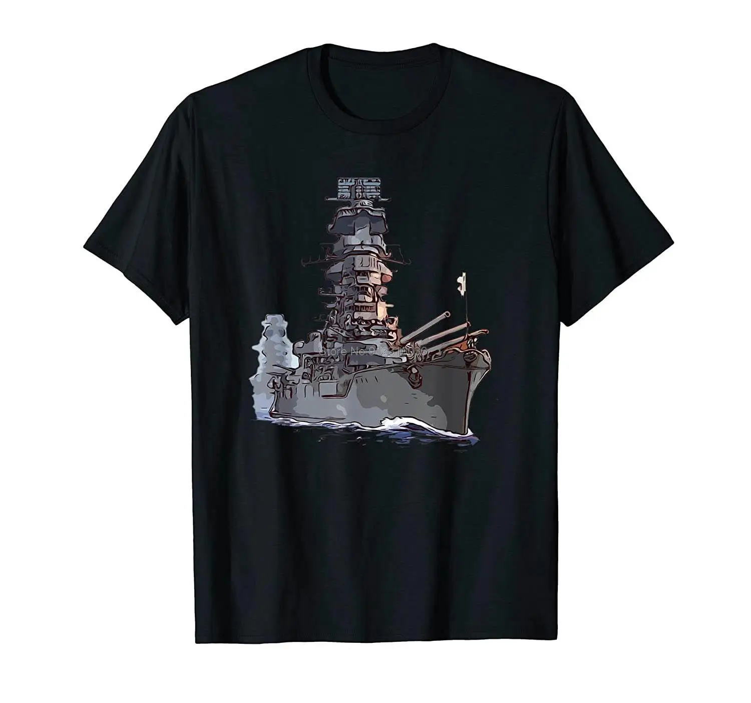 WW2 Warship Battleship T-Shirt Men Cotton Tshirt Hip Hop Tees Tops Harajuku Streetwear