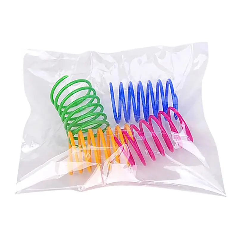 

4Pcs Cat Spring Toy Plastic Colorful Coil Spiral Springs Pet Action Wide Durable Interactive Toys