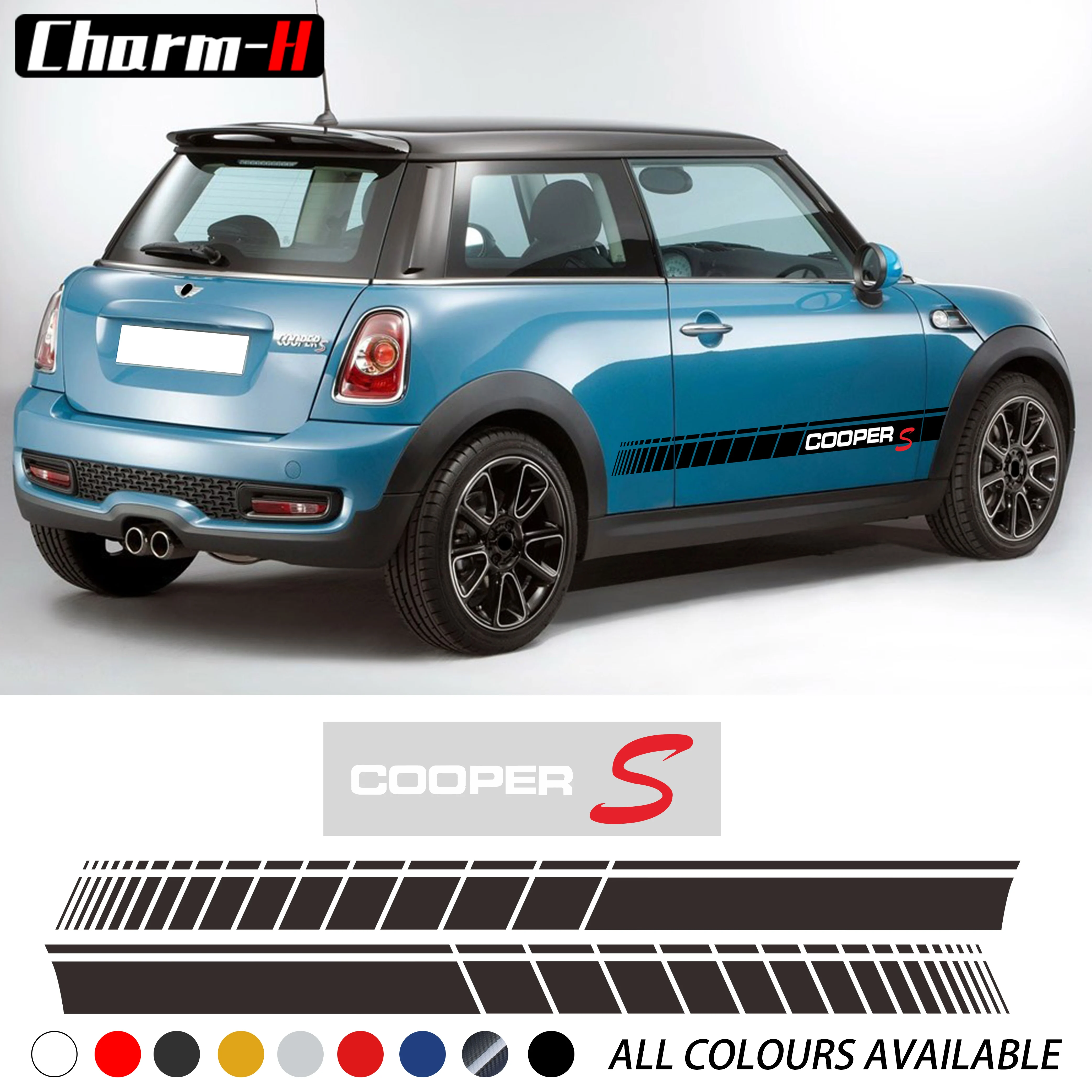 Автомобильный Стайлинг боковая юбка гоночные полосы Виниловая наклейка для мини