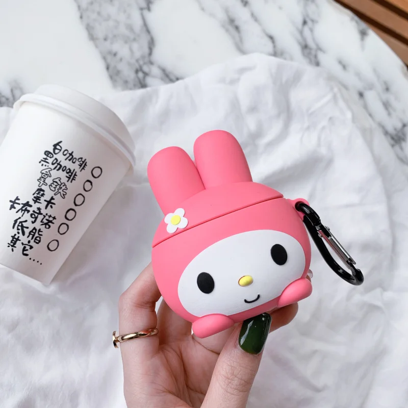 Новый чехол для наушников AirPods силиконовый с милым 3D мультяшным розовым котом