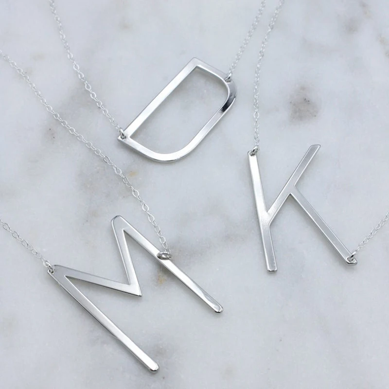 

Модное ожерелье из нержавеющей стали с большими буквами для женщин, персонализированное колье с буквенным именем, ювелирные изделия, подар...