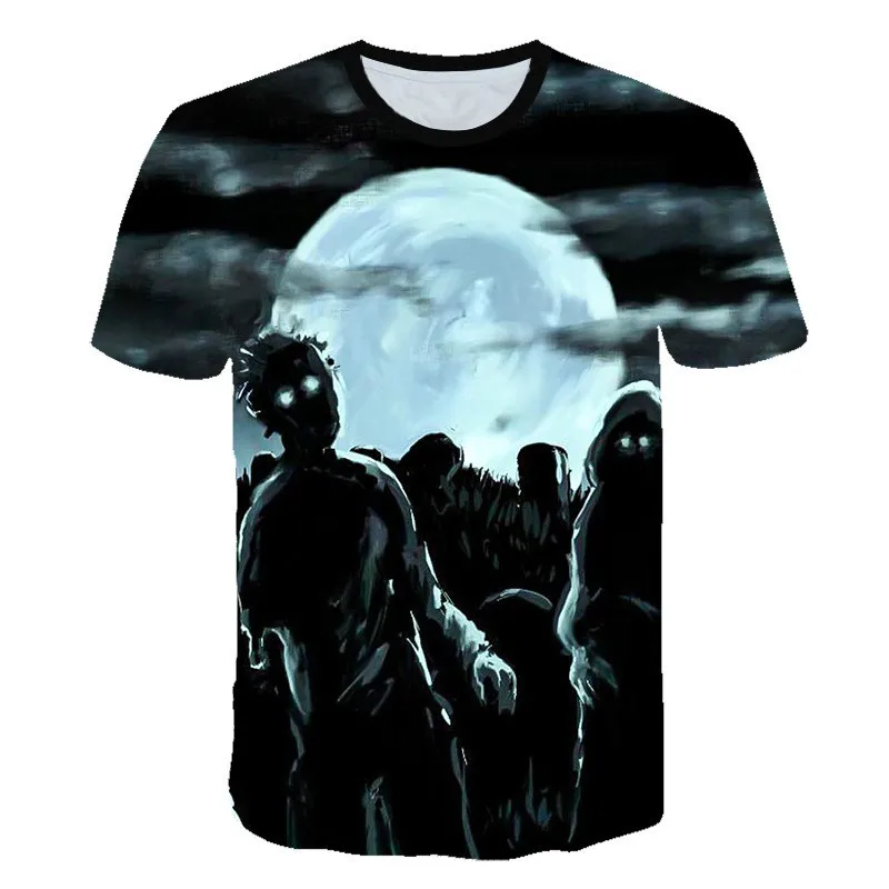 

2021 new men's 3D printed Harajuku Street T-shirt, animation zombie horror, sports leisure printed shirt short sleeve
