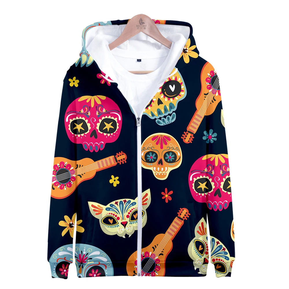 

3D Zipper Sweatshirt Day of the dead Hoodies Men/women Autumn Winter Oversize Casual Hoodie Harajuku Sweatshirt 3D Print Coats