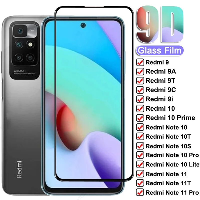 Защитное стекло закаленное 9D для Xiaomi Redmi 10 Prime 9 9A 9T 9C 9AT 9i Note Lite 11 Pro 10T 10S 11T |