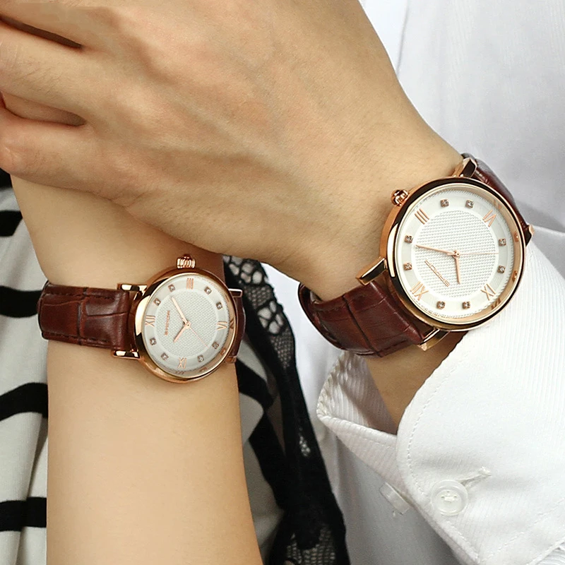 Couple Watch Simple Dial Quartz Watches For Men Women Lovers Crystal Diamond Minimalist Leather Wristwatch Male Female Reloj