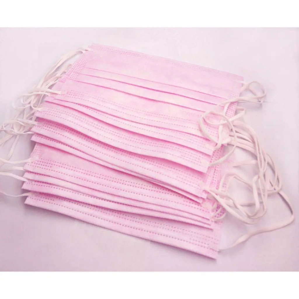25 шт. одноразовые маски для лица розовые противопыльные Многослойные нетканые |