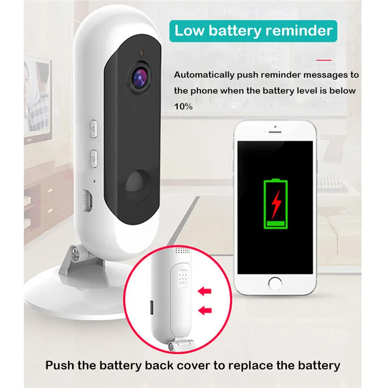 CARPRIE перезаряжаемая камера популярная версия 720P HD беспроводная WiFi инфракрасная смарт-камера ночного видения IP Угол обзора 120 IP домашняя камера
