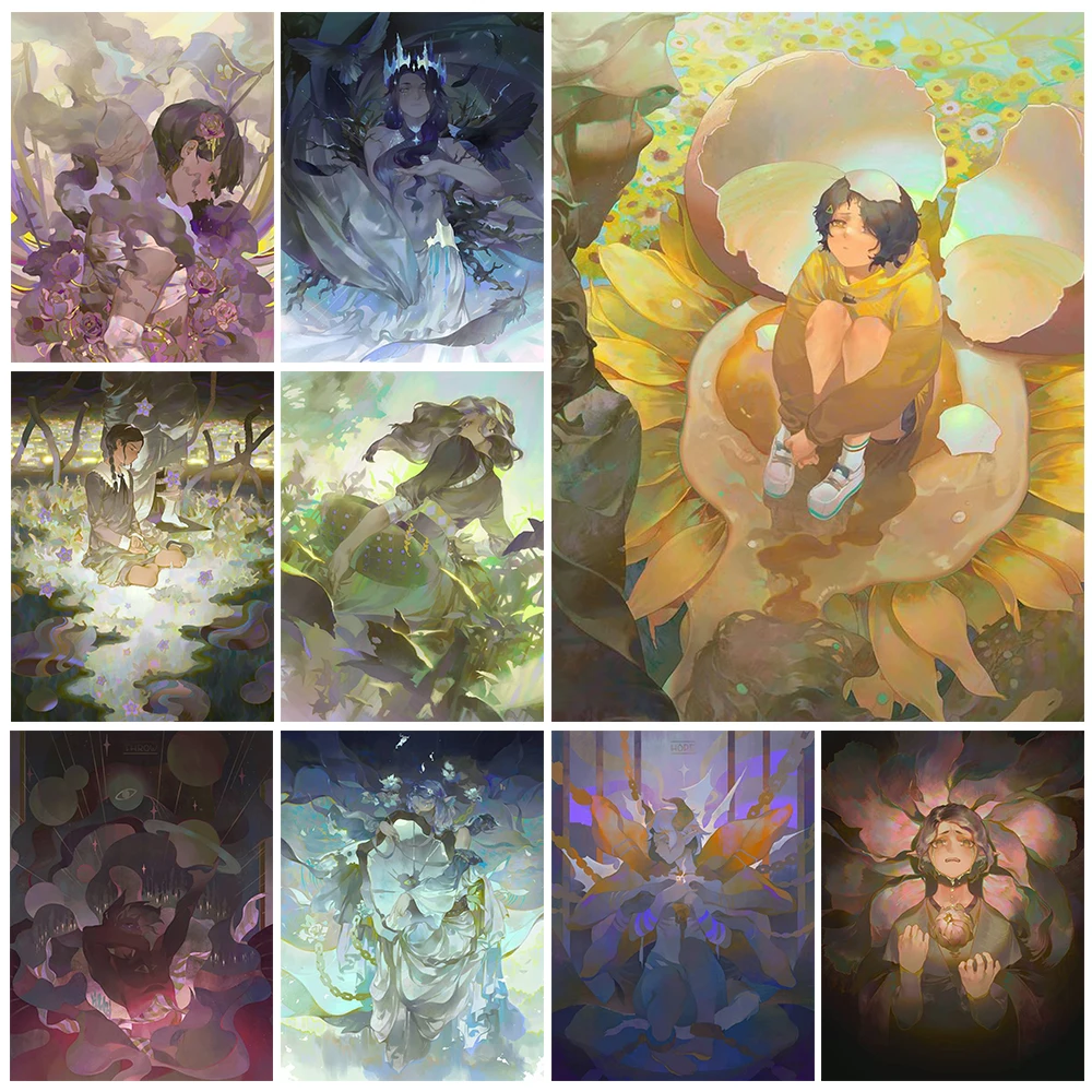 

5D DIY Diamond Painting Cartoon Flower Girl Illustration Exquisite Rhinestone Home Art Decoration Can Be Customized