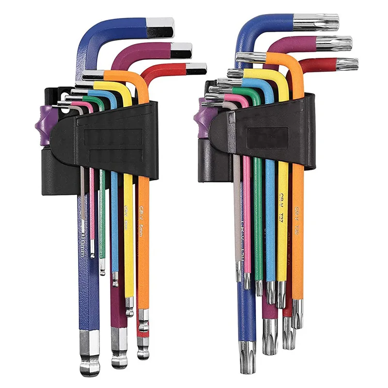

Набор цветных шестигранных гаечных ключей с шаровым концом, комплект из 9 предметов, складной многофункциональный шестигранный отвертка Torx