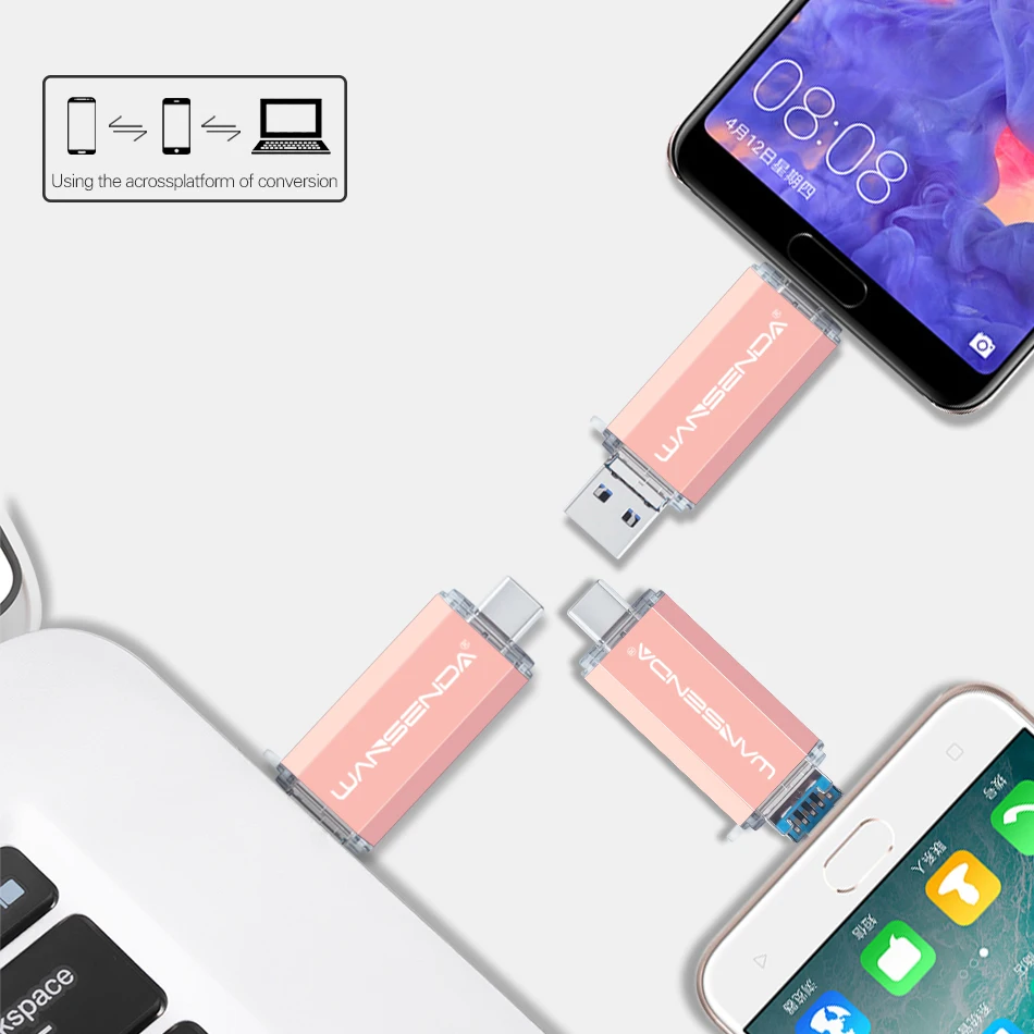 Новый флеш накопитель Wansenda OTG 3 в 1 USB3.0 & TYPE C Micro USB 32 Гб 64 128 ГБ 256 512 внешний
