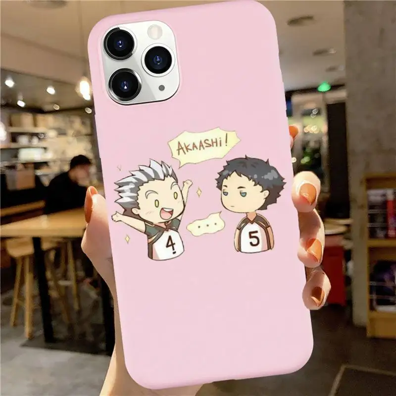 

HAIKYUU!! School badge style Phone Case Candy Color for iPhone 6 7 8 11 12 s mini pro X XS XR MAX Plus