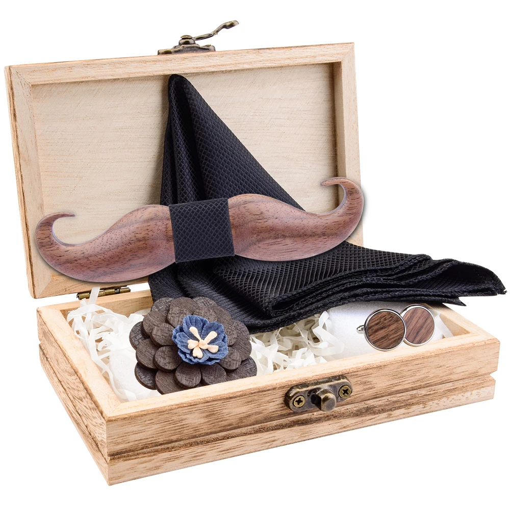 Новинка 3D Усы деревянный галстук бабочка для мужчин подарок красный бул плед