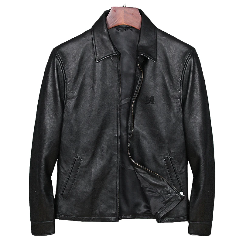 

Plus Size Mens Sheep Skin Genuine Leather Coat Slim Sheep Skin Real Leather Clothing For Men