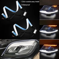 2pcs soft car auto sequential flow strip 60cm led flexible drl headlight turn signal switchback light lamp