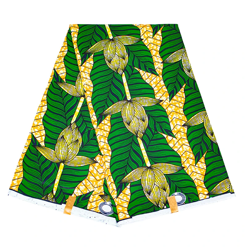Ankara Real Wax African Fabric Print New Arrival Green Guaranteed Bazin Veritable Pagne High Quality Polyester 6 Yards | Аксессуары для