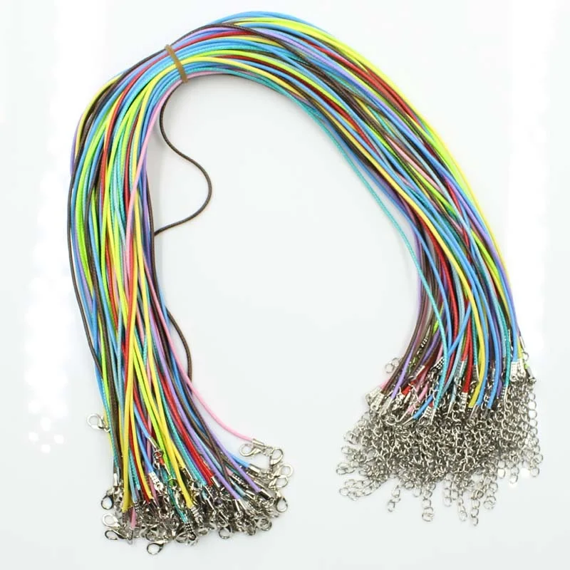 

20Pcs Handmade Leather Adjustable Braided Rope Necklaces & Pendant Charms Findings Lobster Clasp String Cord