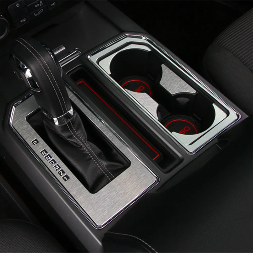 

Car Gear Shift Water Cup Frame Stickers Cup holder Decals For Ford F150 2016 2017 Protective Decoration Interior Accessories