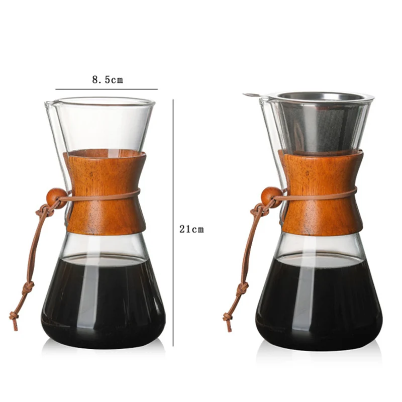 Термостойкий стеклянный кофейник многоразовый капельный фильтр из нержавеющей