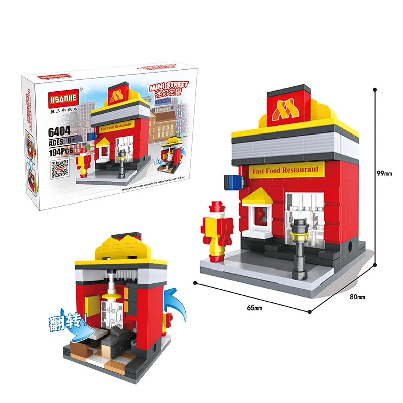 Розничная продажа 3D уличный магазин McDonald Cafe Apple Lepinblocks KFCE миниатюрный развивающий