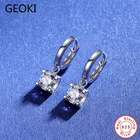 Женские серьги с муассанитом Geoki, из стерлингового серебра 0,5 пробы, с бриллиантом 925-1 Ct D, VVS1