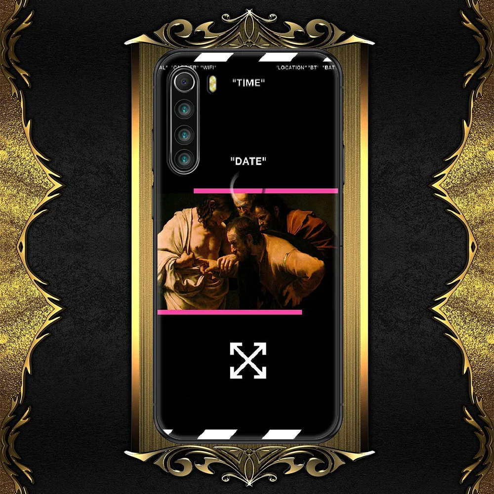 

Fashion off-compatible-White Phone case For Xiaomi Redmi Note 7 7A 8 8T 9 9A 9S 10 K30 Pro Ultra black fashion hoesjes luxury