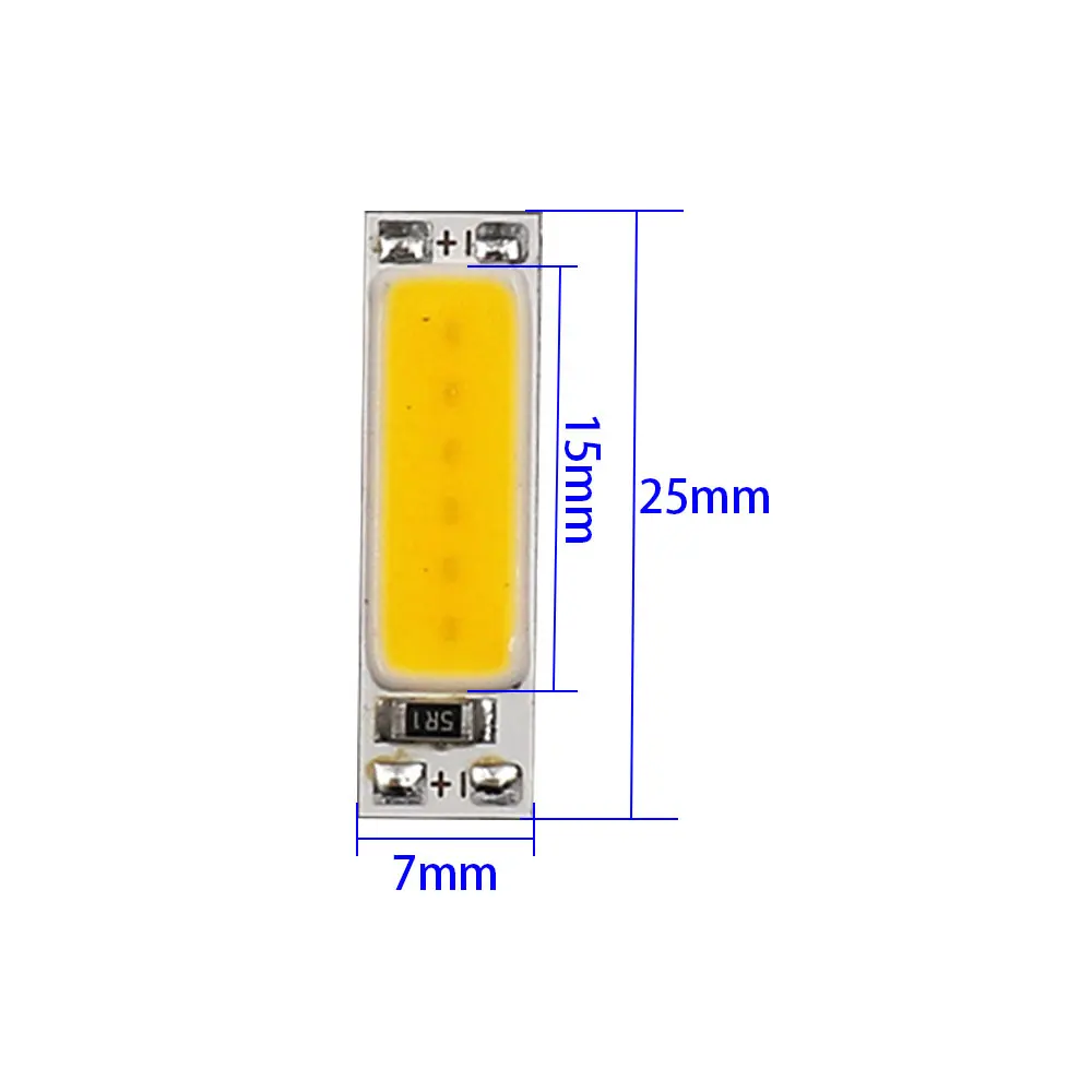 5 шт. 25x7 мм Крошечные 1W COB светодиодный чип светильник источник 3V 3 7 V лампы Теплый