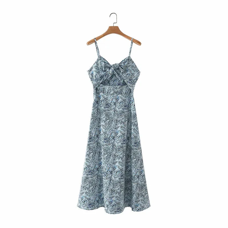 

DOUJILI Front Bow Hollow Beach Sexy Dress Strap Sleeveless Backless 2021 Fashion Lady Dresses For Summer