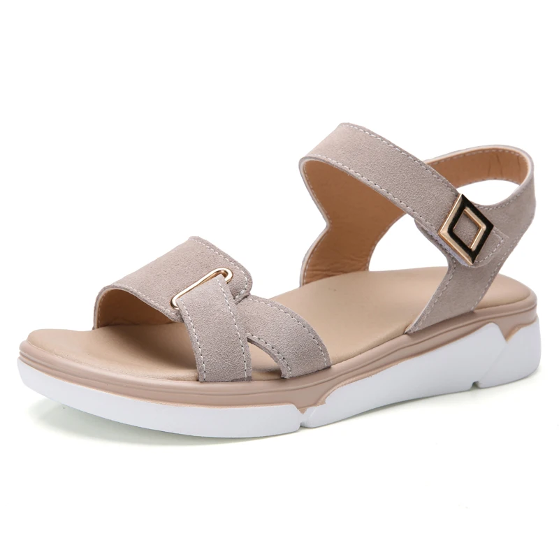 Сандалии женские из бычьей замши пляжные шлепанцы с открытым носком спортивные