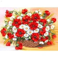 5d diy diamond painting red flower full square rhinestone picture diamond embroidery cross stitch mosaic decor home gift