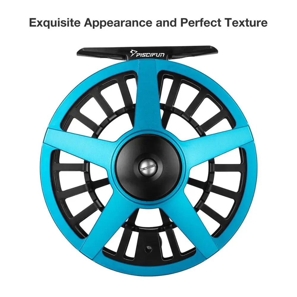 Piscifun AOKA Aluminum 3/4 5/6 7/8WT Fly Reel Mid-arbor Cork Disc Drag System Oversized Handle Fly Fishing Reel