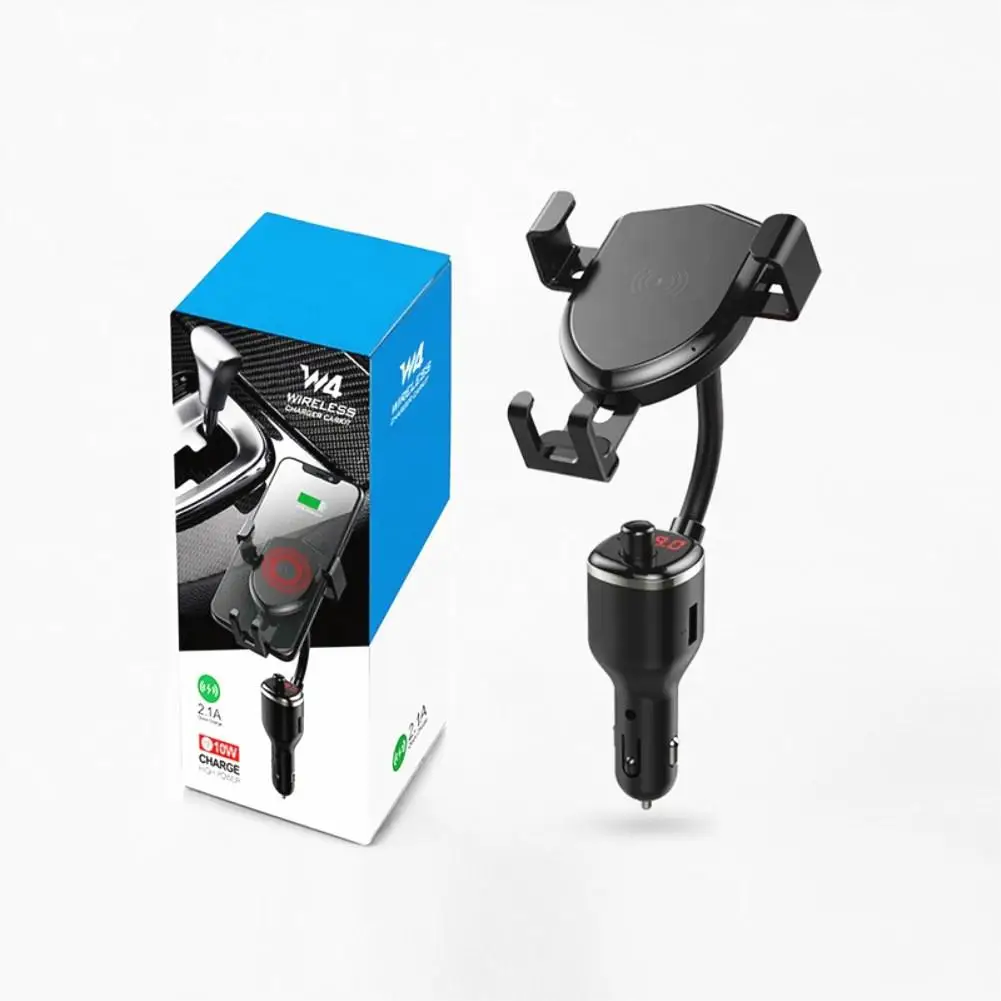10W Wireless Fast Charge Vehicle MP3 Player FM Transmitter Dual USB Mobile Phone Holder Stand For Iphone X XS MAX Xiaomi Sumsung | Мобильные