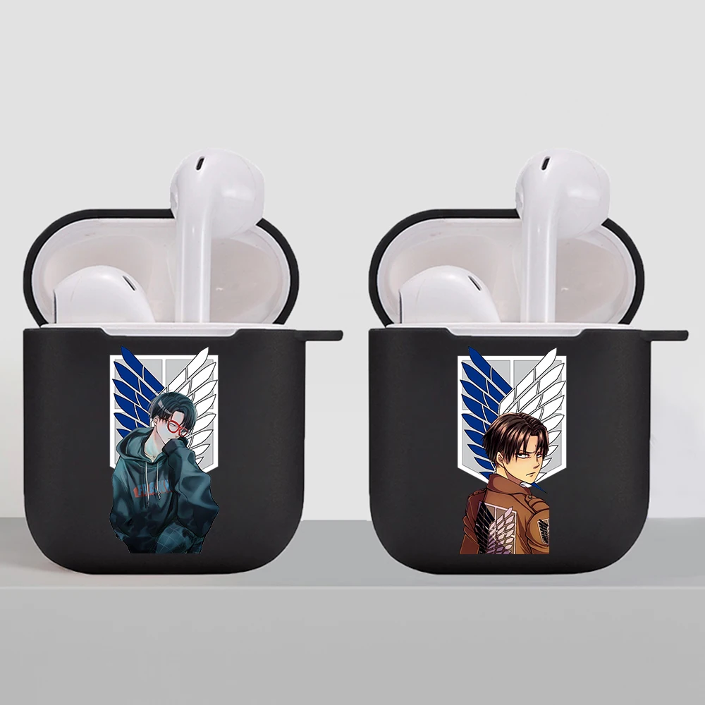 

luxury Anime Japanese attack on Titan Earphone Charging Box Case For Apple AirPods 2 1 Black Protective Accessories cover coque