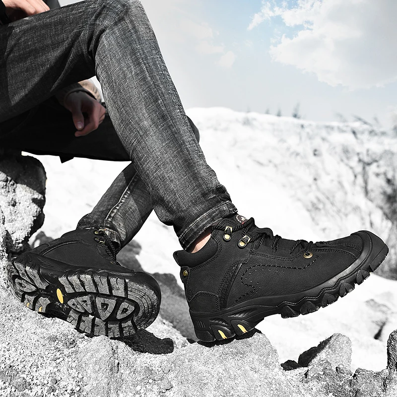 Зимние ботинки мужская обувь кожаные зимние модные мужские рабочие повседневные