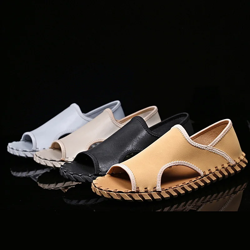 

CYYTL Comfortable Open Toe Men Sandals Summer Soft Sewing Shoes Hollow Walking Beach Male Slippers Travel Non-slip Macvise