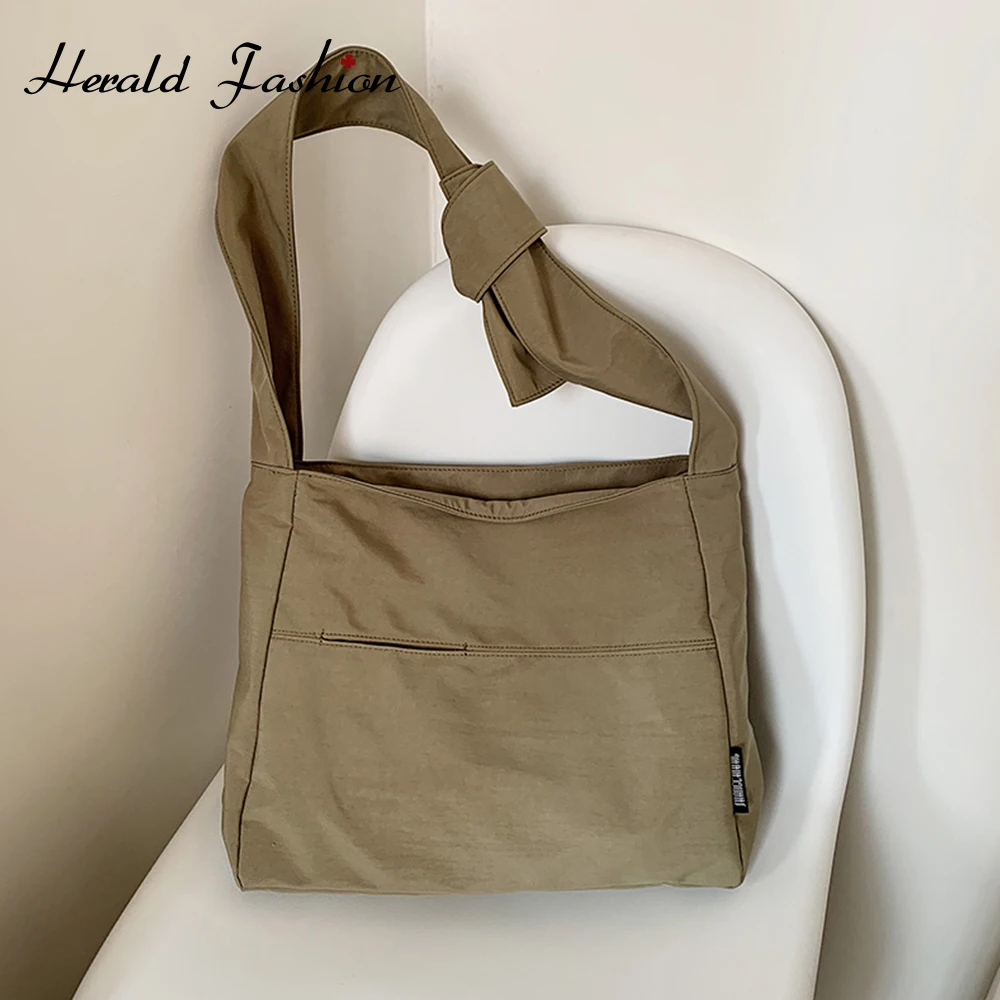 

Large Capacity Canvas Tote Bag Women Travel Shopping Handbag Lady Simple Design Shoulder Bag Solid Reusable Student Books Bag