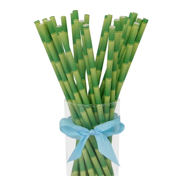 Bamboo 1 Набор, 125 шт/250 шт, цветные бумажные соломинки с ананасом, соломинки для питья, летний праздничный декор для напитков, декор для дня рождения - Цвет: Bamboo