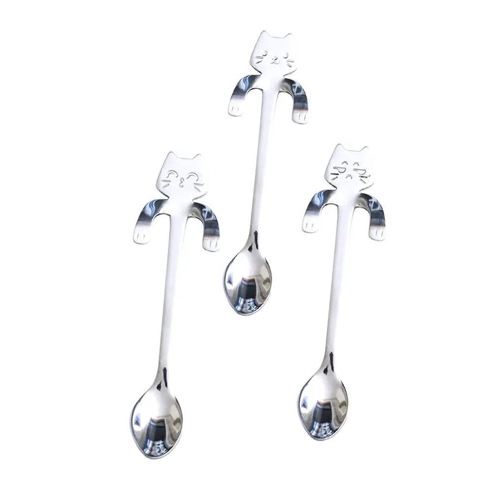 Милая кофейная ложка с кошкой 304 нержавеющая сталь креативная для смешивания