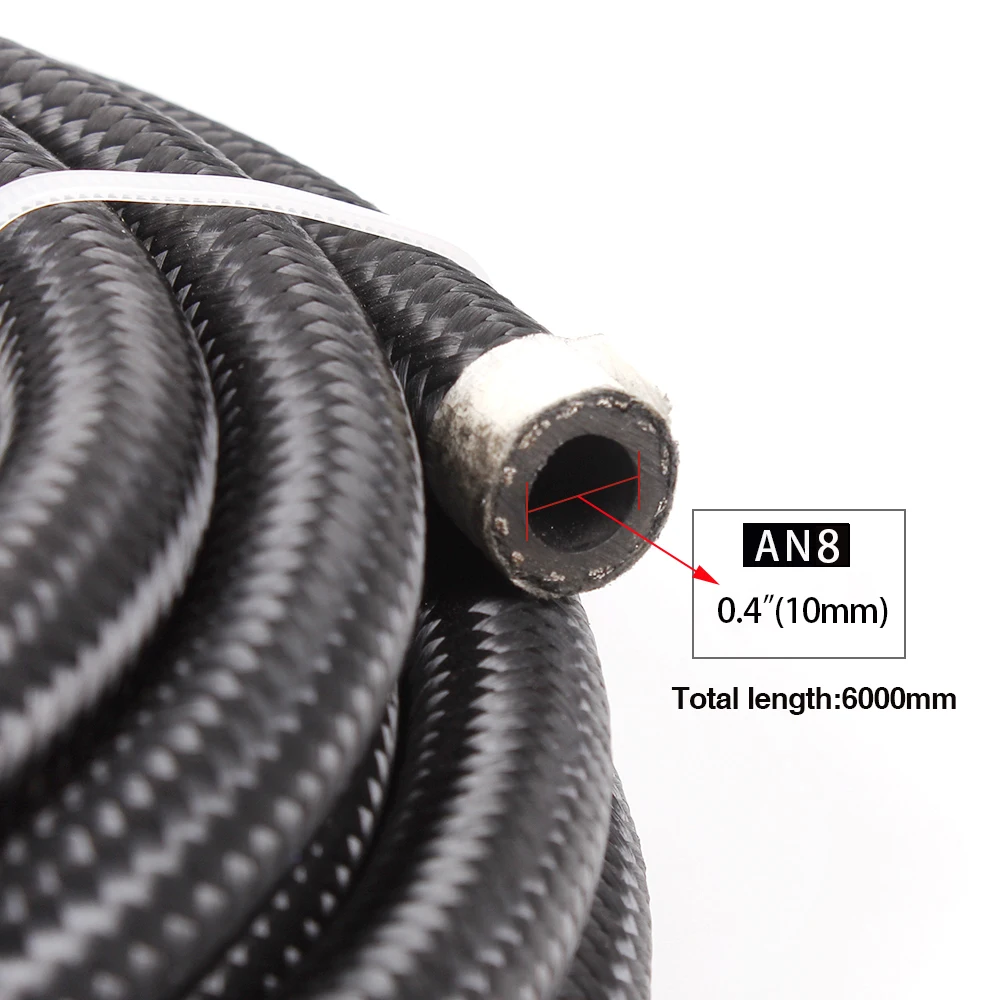 20Ft Универсальный AN6 AN8 Плетеный мазута LineHose 6 м Нержавеющая сталь нейлон CPE с 10